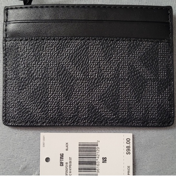 Brand New NWT MK Black Monogram Cardholder Keychain Strap Gift Set - Picture 7 of 10